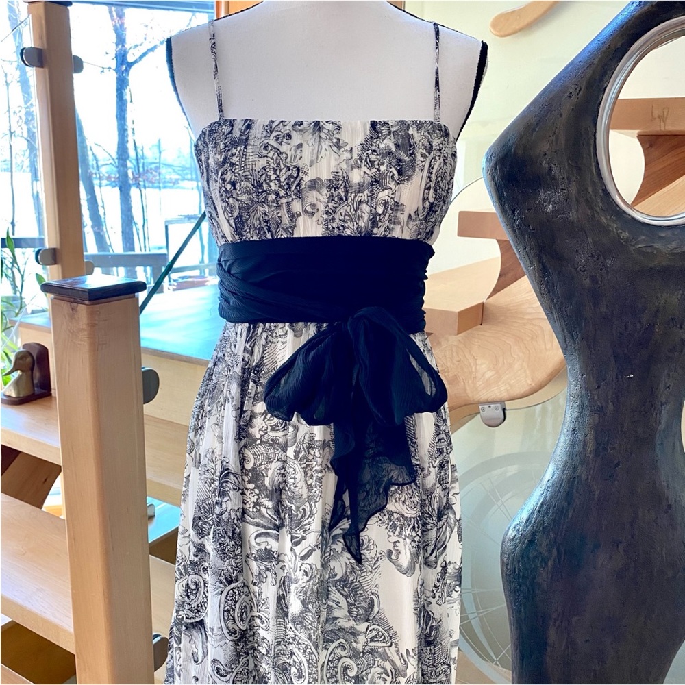 BCBG Max Azaria ..Black & off-white Silk Maxi dress . Size 6P . SO BEAUTIFUL ♥️